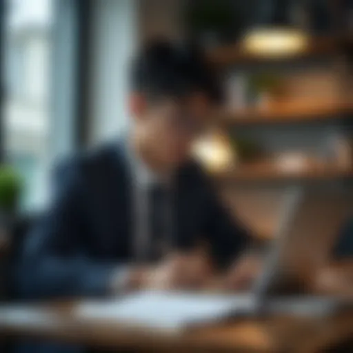 A student studying finance with certification books and a laptop