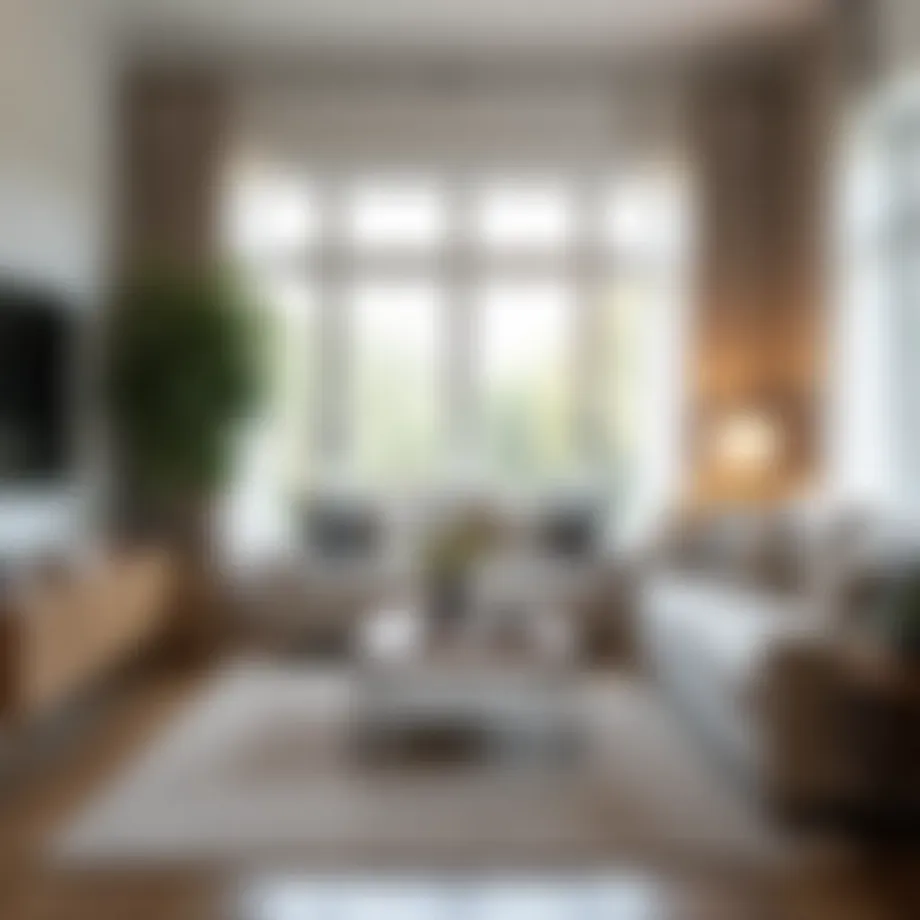 A beautifully staged living room in a rent-to-own home