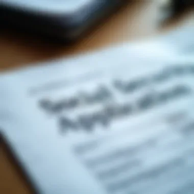 Social Security Application Forms Close-up of social security application forms