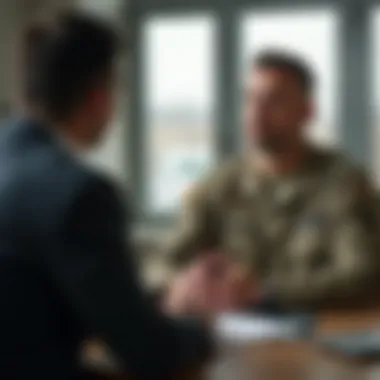 Consultation with Financial Advisor on VA Loans Air National Guard member discussing with a financial advisor