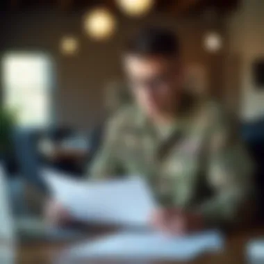 Reviewing Financial Documents for VA Loans Air National Guard member reviewing financial documents