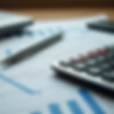 Calculating Financial Impact A calculator and financial documents symbolizing budgeting and debt management.