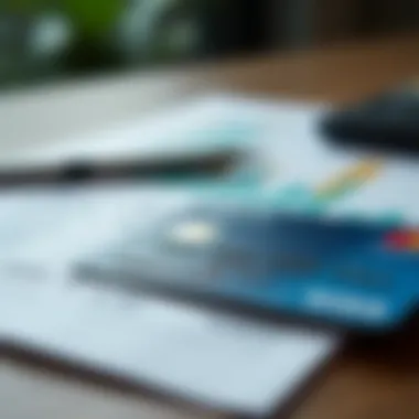 An illustration of a credit card and a bank account statement depicting financial transactions.