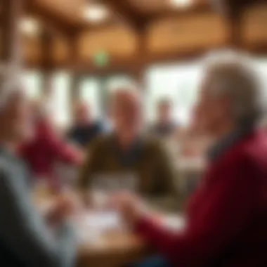 Group of seniors enjoying social event in community center